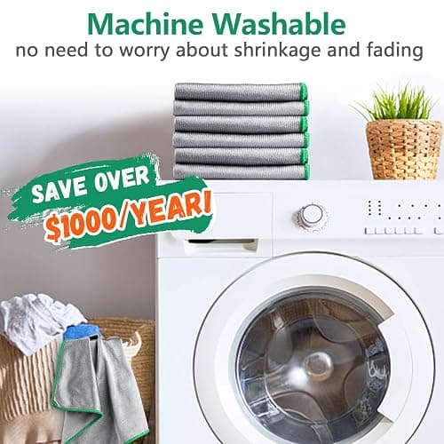 Glass Polishing Cloth Streak Free Miracle Cleaning Cloth Lint Free Microfiber Cleaning Rags for Glasses Kitchen Dish Mirrors Easy Clean, Pack of 6, 12" x 12" thumbnail 9