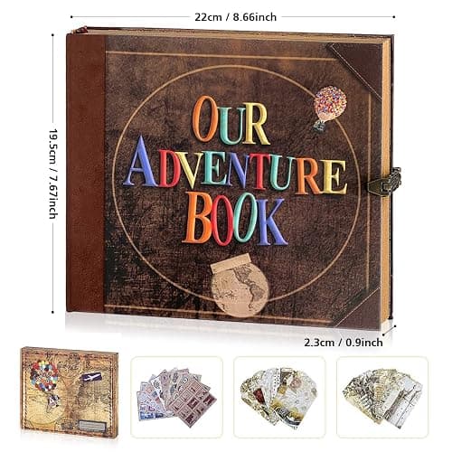 Our Adventure Book Travel Diary Photo Book, Scrapbook, Photo Album - Retro Vintage Souvenirs, DIY Guestbook for Anniversary, Wedding, Travel Writing, Baby & Friend Gifts, Heartfelt Present (Ball) thumbnail 3
