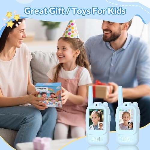 Mafiti Toys for 3 4 5 6 7 8 Year Old Boys Girls Mini Video Walkie Talkies for Kids 2 Pack Rechargeable 1000 Feet Range Birthday Indoor Outdoor (Blue+Blue) thumbnail 7