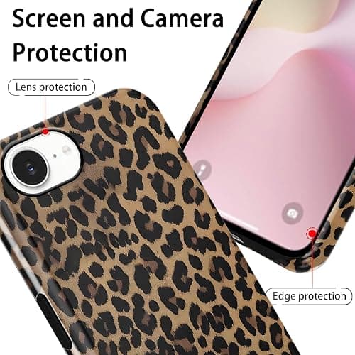 Aoldimu Retro Brown Leopard Print Phone Case for iPhone 16e/iPhone 17e 6.1", Cool Cheetah Print Cover for Girls Boy, Hybrid Heavy Duty 2 in 1 Shockproof Protection Glossy Cover for iPhone 16e/ 17e thumbnail 3
