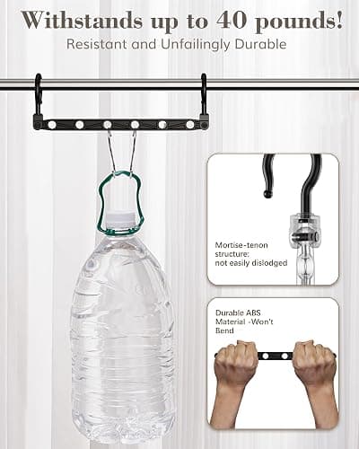 Space Saving Hangers for 48 Clothes, Reinforced Collapsible Hangers with 360° Swivel Hook, Hanger Hooks Space Saver for Closet Organizers and Storage, Dorm Room Essentials, Fully Assembled, Black thumbnail 4