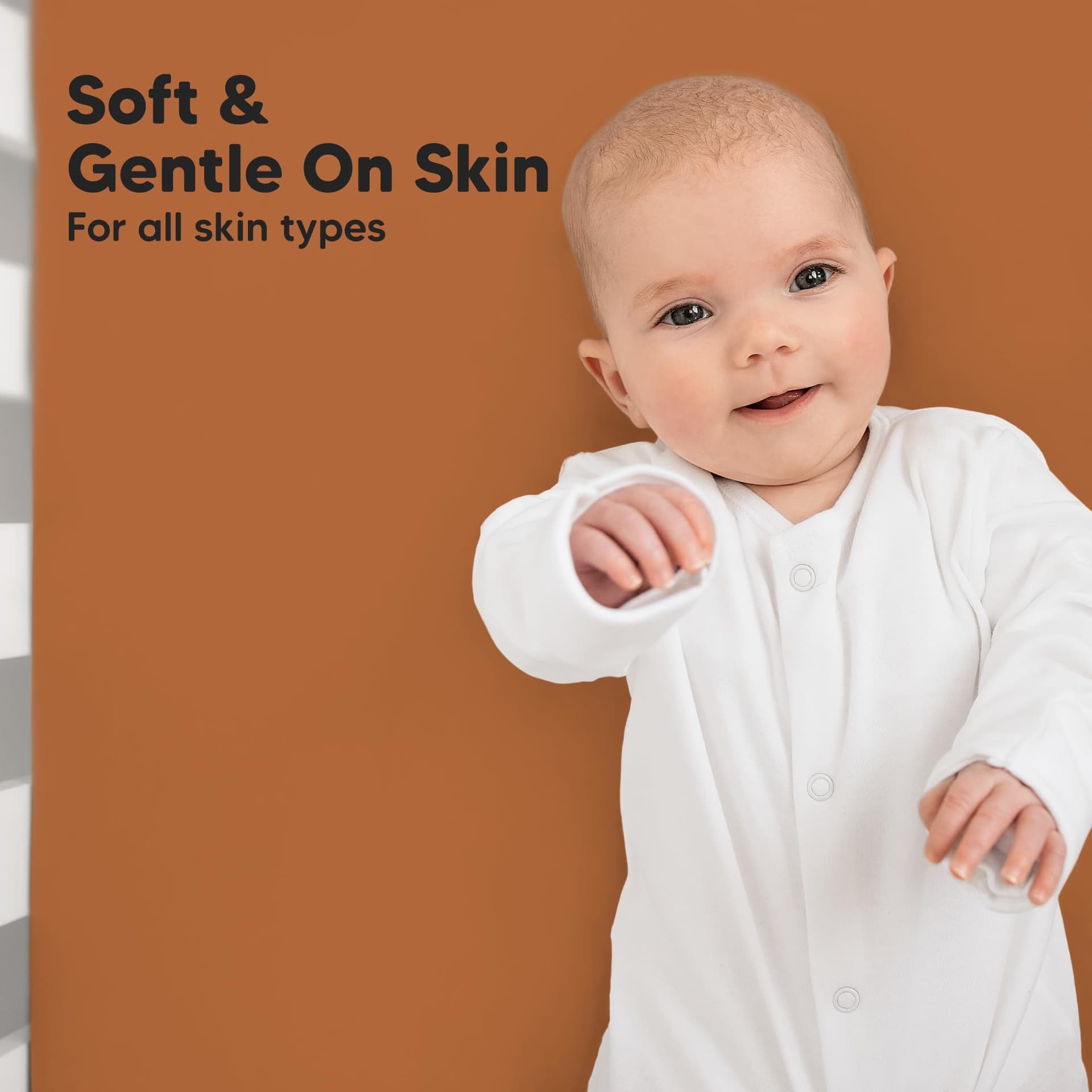 KeaBabies 2-Pack Bamboo Baby Cot Sheets for Boys, Girls - 130x70 Jersey Fitted Toddler Bed Sheets Neutral, Breathable Cot Mattress Cover for Standard Baby Bedding, Soft & Cozy (Rust) thumbnail 4