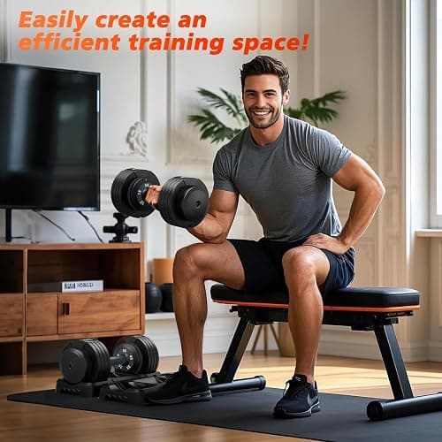 Rendpas Adjustable Dumbbells Set of 2, 1 Hand Adjustable Weights Dumbbells Set, 5 in 1/10 in 1 Free Dumbbell with Anti-Slip Texture Handle, 25/55/80lb Pair Weight Set For Home Gym Suit both Men and Women thumbnail 5