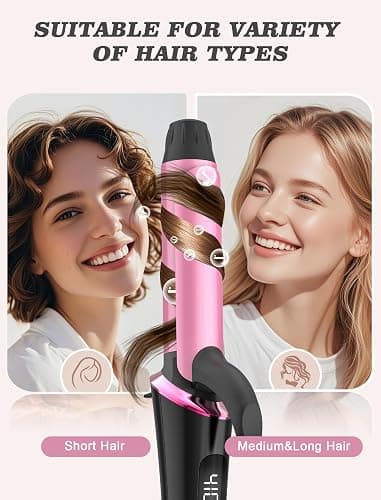 Mini Curling Iron for Travel,110~240V Dual Voltage with European Plug Adapter,Small Curling Iron for Short Hair,Tiny Curling Irons for Women,Anti-Scald Cover,Auto-Off,5 Temp Digital Settings,1 Inch thumbnail 7