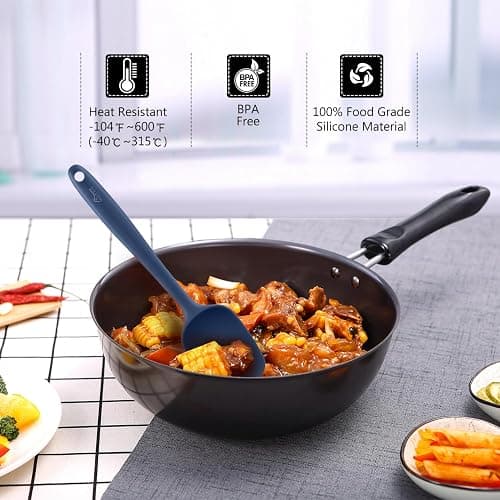 HOTEC Heat Resistant 600℉ BPA-Free Silicone Rubber Spatula Set for Baking, Cooking, and Mixing Non Stick Dishwasher Safe, Neutral Set of 5 thumbnail 4