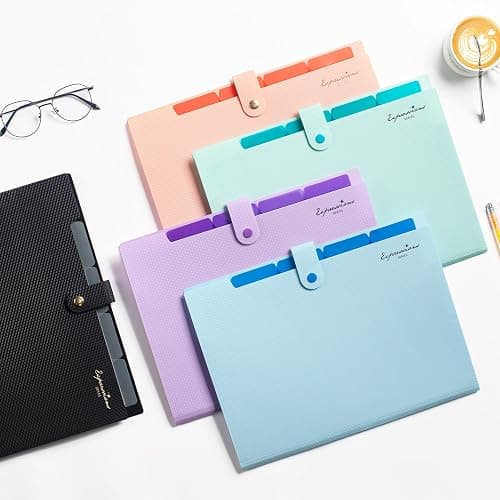 Sooez Accordion File Organizer, Expanding File Folder with Label, 5 Pocket | Folders for Document, Paper Bill Receipt Organizer for Office College School Essential Supplies, Letter Size, Off White thumbnail 4