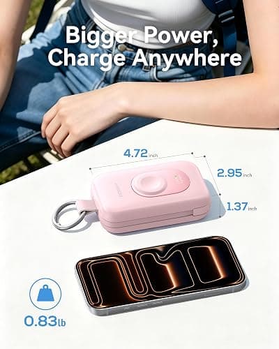 RORRY CharmGo Portable Charger, 20000mAh PD 30W Portable Charger Power Bank | Built-in Cables, Fast Charging Keychain Portable Battery Pack, Travel Essentials for iPhone, Apple Watch, iPad thumbnail 6