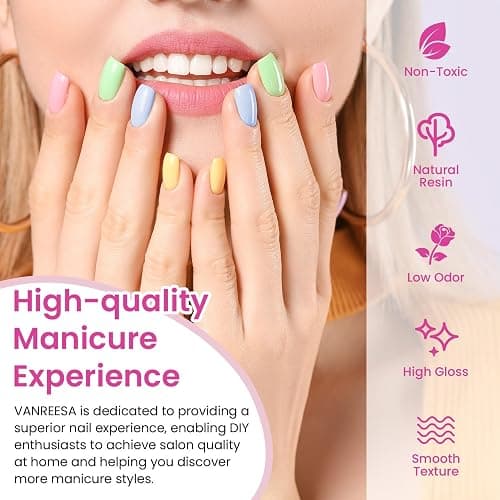 VANREESA 42 Pcs Gel Nail Polish Kit with U V Light 24 Popular Colors Gel Polish Nail Kit Green Blue Purple Pink Orange Complete Nail Kit with Manicure Tools Gifts for Women Girls thumbnail 3