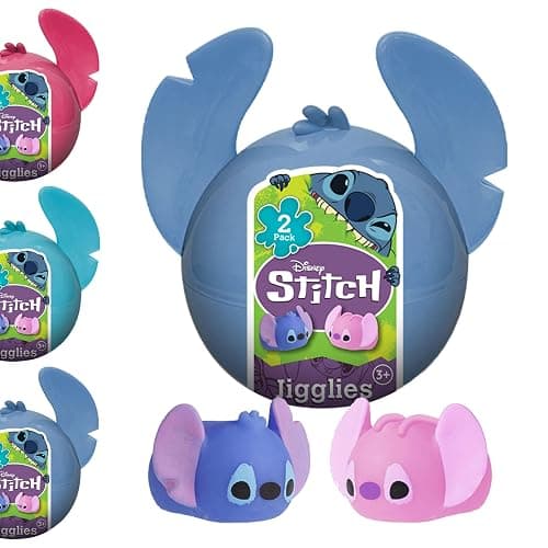 JA-RU Disney Stitch Jiggly Squishy Surprise UNbox Easter Egg | (1 Unit Assorted Color) with 2 Jigglies | Stretchy & Squeezy Sensory Fidget Toy | Includes Blue & Pink Stitch Figures. 7840-1 - Image 1
