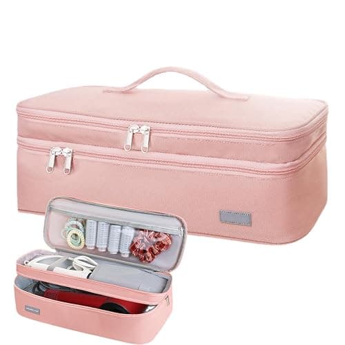 Double-Layer Travel Carrying Case Hair Tool Travel Bag with Heat Resistant Mat Portable Hair Brush Bags Hair Dryer Travel Bag Storage Organizer Bag for Hair Dryer Brush and Other Hair Accessories thumbnail 9