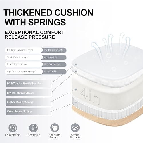 TUKAKA Ergonomic Office Chair,Ultra Thick Spring Cushion Desk Chair,White | Adjustable Lumbar Support and Headrest,Flip-up Arms,Rocking Function,Mesh Home Office Computer Chair thumbnail 3