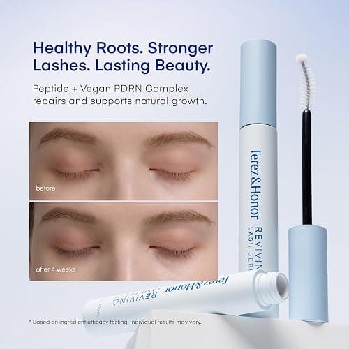 Terez & Honor REviving Lash Serum - Korean Vegan PDRN Lash Growth Serum for Longer, Fuller, Healthier Lashes - Peptide & Biotin Lash Conditioner for Root Strengthening - Clean, Gentle, Made in Korea thumbnail 2