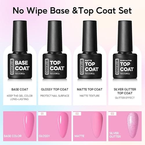 COSCELIA 40PCS Gel Nail Polish Set, 36 Winter Colors Gel Polish Set with Glossy Matte Sliver Top Base Coat Nude Red Brown Blue All Seasons Colors Nails Valentines Day Gifts for Women Teens Girls thumbnail 5