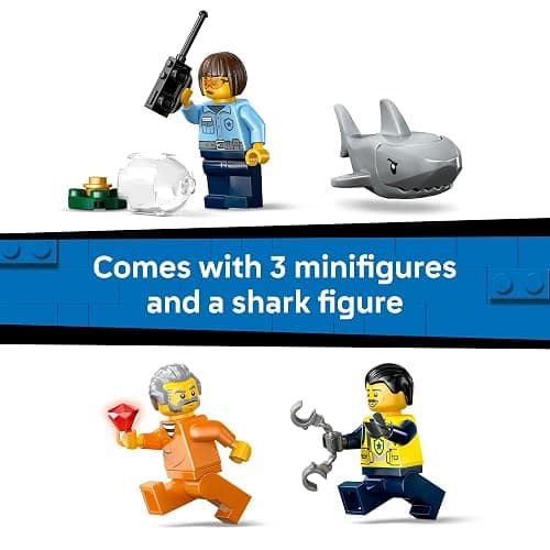 LEGO City Police Boat Chase Building Toy for Kids - Pretend Play Set for Boys & Girls, Ages 6+ - Building Blocks W/ 2 Floating Boat Toys for Playtime & Bath Time - Gift Idea for Birthdays- 60456 thumbnail 5