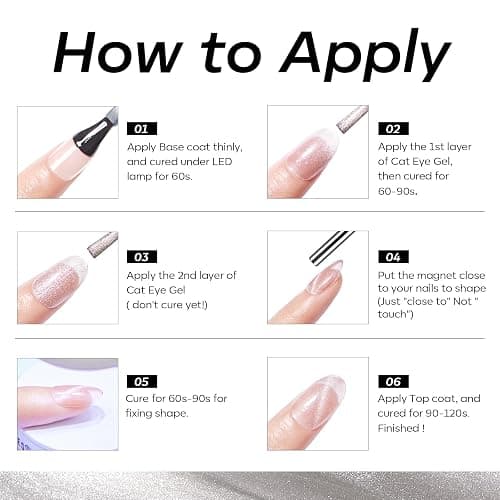 Modelones Glassy Cat Eye Gel Nail Polish, 15 ML Silver Glitter Holographic Glass Cat Eye Summer Jelly Shimmer Reflective Translucent Gel Magnetic Nail Polish for Women Girl thumbnail 8