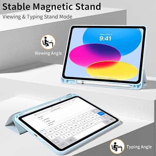 Fycyko Trifold Stand Case for iPad 11th Generation (A16) 2025 11 Inch/iPad 10th Generation 2022 10.9 Inch, Stylish Cute Blue Bow Pattern Aesthetic Printed Design Protective Cover-Blue Bow thumbnail 5