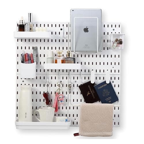 Peg board Set - 17 pcs Pegboard Kit, Includes 4 Pegboards with 13 Different Accessories, Pegboard Wall Organizer, Peg Boards for Wall Craft Room for Kitchen, Garage, Workshop, Tool Accessories | White - Image 1