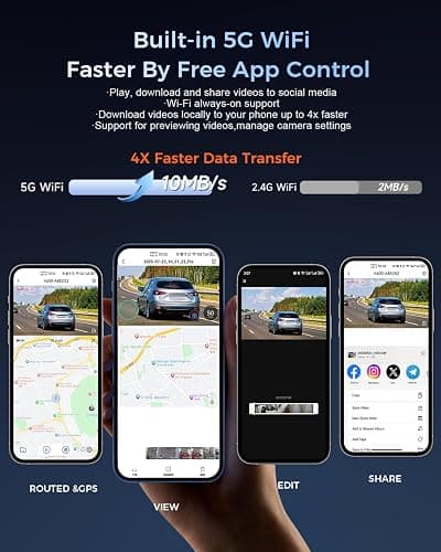 OVAMAN K600 4k Dash Cam Front and Rear, 3.59" IPS Screen, Built-in GPS 5G WiFi Dash Camera for Cars with App, UHD 2160P Night Vision Free 64G SD Card, 170° Wide Angle, HDR, 24H Parking Mode thumbnail 8