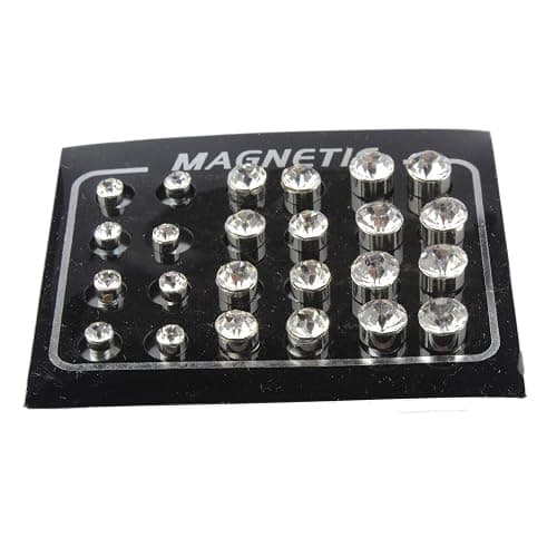 POFET 12 Pairs Crystal Studs Magnets Earrings No Piercing Ear Stud 4mm 6mm 7mm thumbnail 3