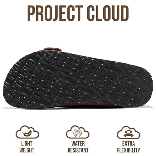 Project Cloud 100% Genuine Leather Flat Sandals for Women 2026 Comfortable Beach Essentials Womens Sandals Memory Foam Vacation Essentials Slides for Women Footwear (Santorini) thumbnail 5