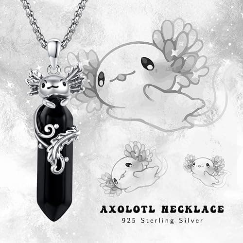 Viking Gothic Animals Necklace Sterling Silver Raven/Phoenix/Dragon/Axolotl/Spider/Bat Pendant Black Crystal Necklace Goth Jewelry Gifts for Father Men Women thumbnail 6
