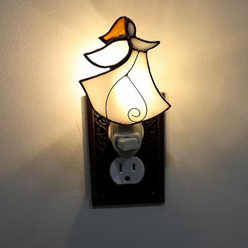Gift Essentials Angel Plug in Night Light - Stained Glass Nightlight with On/Off Rocker Switch - Includes One 4 Watt Replaceable Incandescent Warm Glow Bulb thumbnail 7