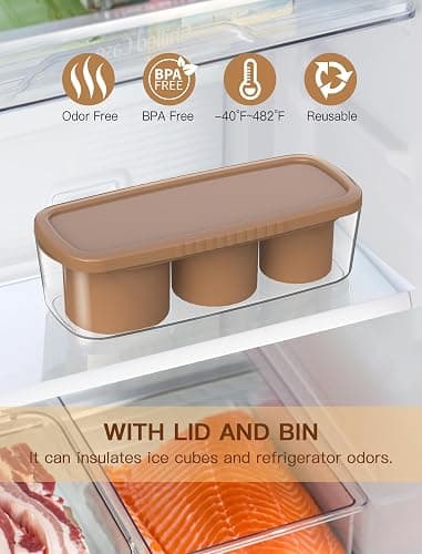 Ice Cube Tray for Tumbler Cup 30Oz-40Oz, 3 Pcs Silicone Cylinder Ice Mold with Lid and Bin for Freezer, Easy Fill and Release Ice Maker for Whiskey, Cocktail BPA-Free (Brown, 40Oz-Type1) thumbnail 7