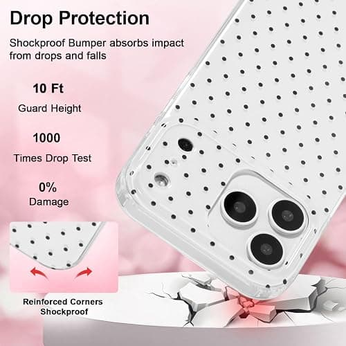 QLTYPRI Cute Phone Case for iPhone 17 Pro Max Case Polka Dot Fashion Aesthetic Design for Women Girls, Slim TPU Shockproof Protective Phone Cover for iPhone 17 Pro Max - White thumbnail 3