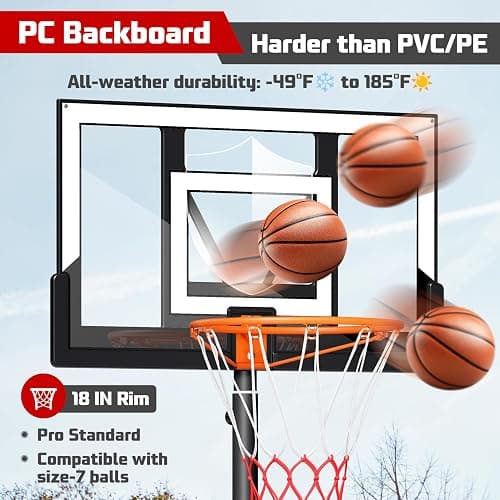 Yohood Basketball Hoop Outdoor 10FT with Shatterproof 40 Inch Backboard, Portable Basketball Hoop Goal System for Kids/Youth/Adults in Backyard/Driveway/Indoor thumbnail 2