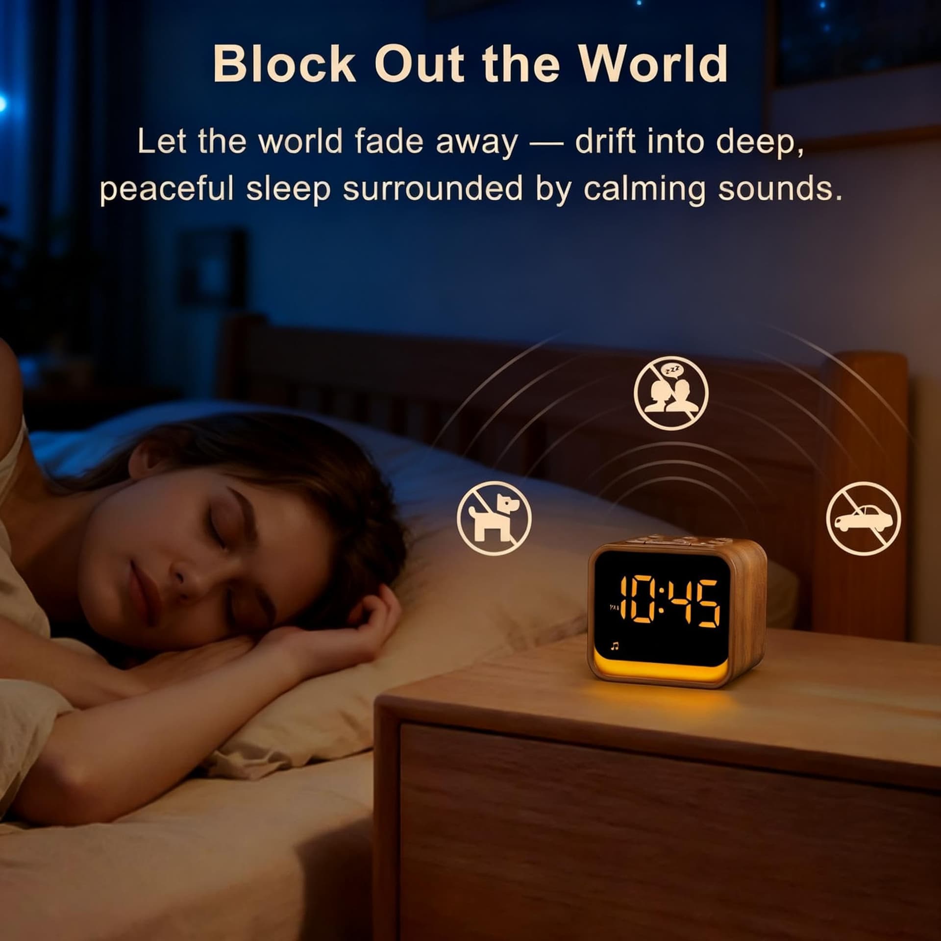 Acedeck Sound Machine Alarm Clock: Wooden Design Natural White Noise - Gentle Wake-Up with 8 Sounds - Nightlight for Phone-Free Sleep Routine thumbnail 4