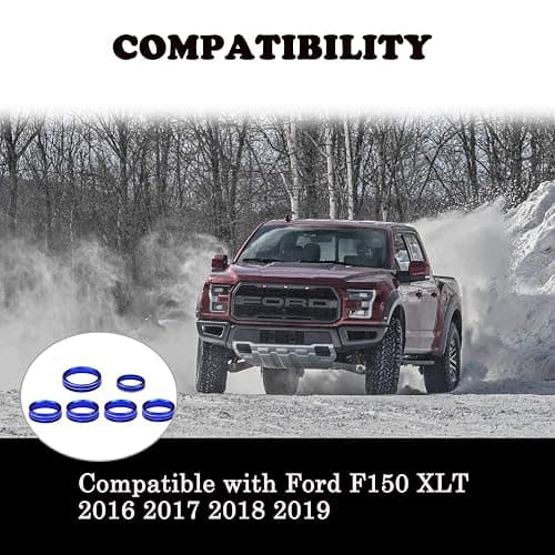 Kujunpao Air Conditioner Switch Trim Cover Aluminum Center Console Knob Compatible for Ford F150 XLT Accessories 2015-2019 6PCS(Blue) thumbnail 4