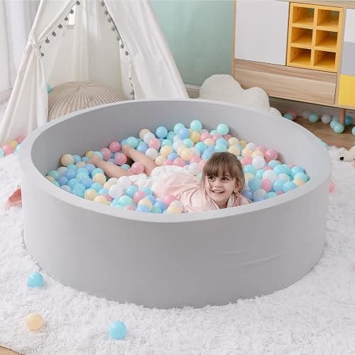 SHJADE Foam Ball Pit, 47.2"x 13.8" Large Ball Pits for Toddlers, Soft Round Kiddie Baby Playpen Ball Pool for Kids, Ideal Gift for Babies Indoor and Outdoor Game, Grey, (Balls not Included) thumbnail 6