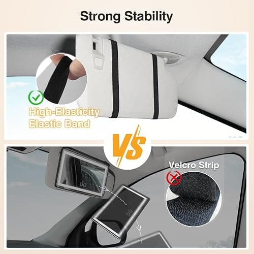 Car Sun Visor Vanity Mirror with Protective Cover, LED Makeup Mirror with 3 Light Modes, Dual Rechargeable Dimmable Touch Control Travel Vanity Mirrors, Universal for Car SUV Truck thumbnail 7