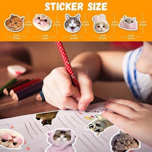 100 Pcs Cute Cat Stickers for Kids, Waterproof for Kids,Vinyl for Water Bottle,Laptop,Phone,Skateboard Stickers for KidsTeens Girls and Boys thumbnail 4