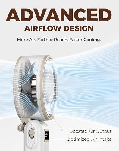 Diveblues Portable Turbo Fan, 100 Speed Handheld Fan with Strong Airflow, Foldable 4 in 1 Personal Fan for Neck, Desk & Travel, USB-C Rechargeable, Lightweight for Summer, Concerts & Outdoor Use thumbnail 4