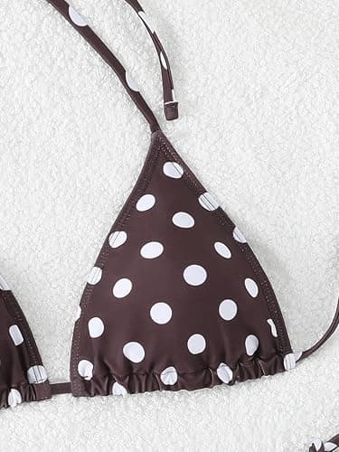 SEGT Women's Polka Dots Print Bikini Sets 2 Piece Sexy Swimsuit Halter Triangle Tie Side Bathing Suit Swimwear thumbnail 4