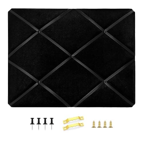 Aitakatta Black Fabric Memo Bulletin Board, 23.6x17.7 inches Velvet Pin Board for Wall, Vision Board Message Board Cork Board with Criss-Cross Ribbons for Home Office School Wall Decor(BK Velvet,4560) - Image 1