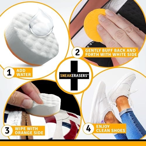 SneakERASERS Instant Sneaker Cleaner, Premium Shoe Cleaning Kit for Sneakers, Dual-Sided Sponges, Effective for Tennis Shoes & Women Men Sneakers, Gentle Rub Design (10 Pack) thumbnail 7