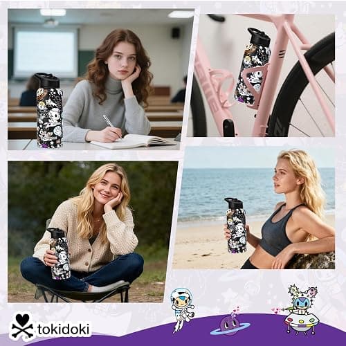 Tokidoki Unicorno 32OZ Water Bottle with straw Anime Cartoon Reusable Insulated Water Bottle Cup Tumbler with Leak Proof Flip for Outdoor Gym(space) thumbnail 6