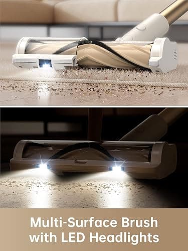 DREAME Cordless Stick Vacuum Cleaner for Home, Powerful 120AW Suction with Anti-Tangle Brush, LED Headlights, Five-Layer Filtration, Up to 60 Mins, Handheld Vacuum Deep Clean Hair, Hard Floor, Carpet thumbnail 6