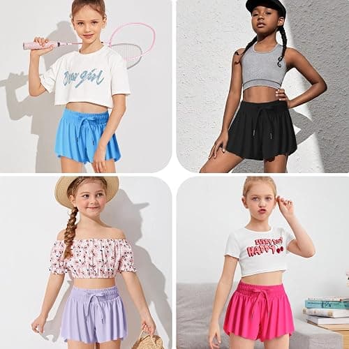 Girls Flowy Shorts Butterfly Shorts for Kids with Pocket 2-in-1 Athletic Shorts Running Shorts for Girls thumbnail 5