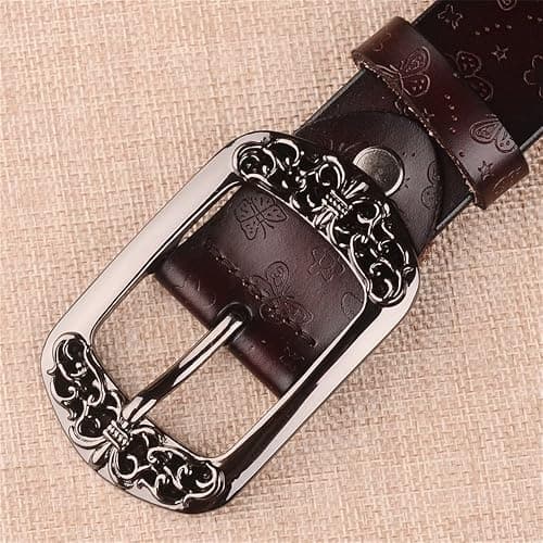 Worry-Free Shopping Women's Cowhide Leather Waist Belt Pin Buckle Butterfly Pattern for Jeans,Workwear thumbnail 5