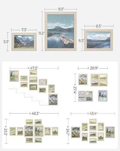 SONGMICS Picture Frames, Collage Picture Frames Set of 10, Two 8x10, Four 5x7, Four 4x6, Photo Frame for Wall Gallery Decor, Table Display, Glass, Natural Beige URPF010N01 thumbnail 3
