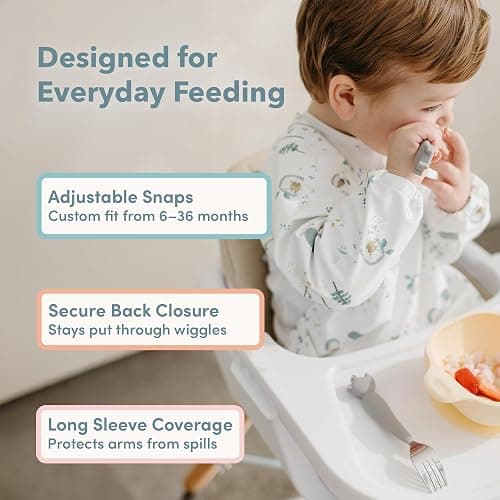 Loulou Lollipop Long Sleeve Mess Free Waterproof Bibs, for baby boys and girls 6-36 Months, Machine Washable, Travel Friendly thumbnail 3
