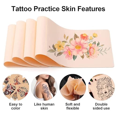 Autdor Tattoo Practice Skins with Transfer Paper - Autdor 40Pcs Fake Skin and Tracing Paper Kit Includes 30Pcs Tattoo Paper and 10Pcs Double Sided Practice Skin thumbnail 3