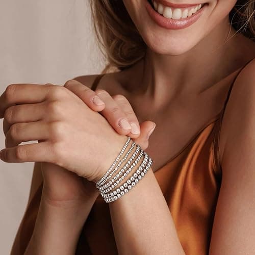adoyi Gold Bracelets for Women Waterproof, 14K Gold Plated Beaded Strand Bead Ball Bracelets stack Adjustable Jewelry Set for Gifts thumbnail 2