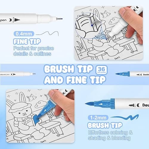 Coloring Book Set for Adults and Teens,3 PacK Easy and Simple Designs Coloring Set,Stress Relief Gifts with 36 Colors Markers &12 Pcs Glitter Markers &12 pcs Colored Pencils for adults Relaxation thumbnail 8