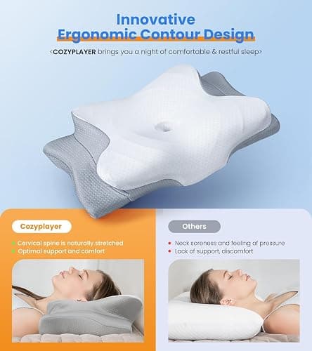 Ultra Pain Relief Cooling Pillow for Neck Support, Adjustable Cervical Pillow Cozy Sleeping, Odorless Ergonomic Contour Memory Foam Pillows, Orthopedic Bed Pillow for Side Back Stomach Sleeper thumbnail 2