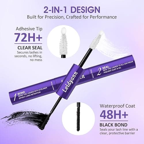 Eyelash Glue and Lash Bond & Seal, 72H Waterproof Cluster Lash Glue for Eyelash Extensions, Long-Lasting & Non-Irritating, 2-in-1 Bond and Seal for Lash Clusters thumbnail 2