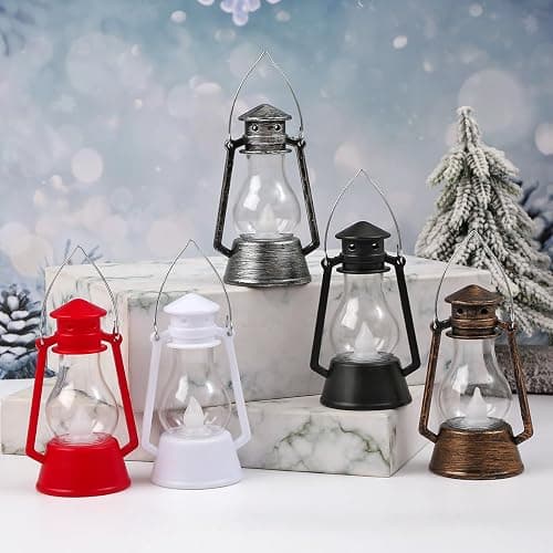 12Pcs LED Mini Vintage Lanterns Decor Indoor Decorative Outdoor Hanging Lantern Decorative Small Candle Lanterns Farmhouse Decor for Wedding Centerpiece,Halloween,Christmas,Farmhouse thumbnail 6